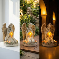 Kneeling Angel Figurine Weatherproof Angel Statue with Lantern Elegant for Grave