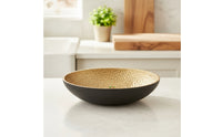 Oval Bowl with Hammered Texture Elegant Aluminum Bowl with Wide Large Serving Dish for Dining Table