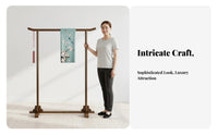 Solid Wood Chinese Design Clothing Rack Sturdy Construction Antique Design Garment Stand Stable and Long-Lasting Wooden Clothes Stand Multifunctional for Homeowners, Hotel Owners, Bridal Shop, Retail Shop, Hallway, Apartment