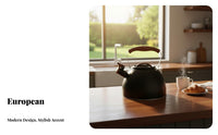 3L Stainless Steel Kettle European Design Whistling Tea Kettle Stovetop Water Boiler Clear Whistle Notification Traditional