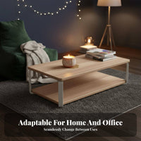 Sturdy and Stable Modern Minimalist Coffee Table Heavy Duty Rectangular Storage Coffee Table Easy to Assemble Living Room Furniture Rounded Corners for Apartment Dwellers, Homeowners, Office Workers, Small Areas, Lounge Area, Home