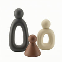 3 Pieces Resin Family Figurines Sculptural Decorative Highlight Sculpture Contemporary Abstract Figurines for Art Lovers, Bookshelf, Tabletop