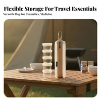5 Pieces Transparent Mini Seasoning Container Set Clear Travel Seasonings Kit Zippered Travel Seasoning Container Set Screw-on Lids