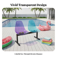 Colorful Options 3-Seater Transparent Bench Modern Design Gang Seating Bench Easy to Clean Long Seat Weather-Resistant for Event Planners, Property Managers, Business Owners, Parks, Outdoor Cafes, Waiting Areas, Shopping Malls
