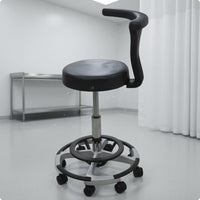 Medical Stool with Back Foot Footrest Office Seating Chrome Finish Seat