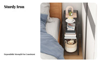 Slim Design Narrow Bedside Shelf Space Saving Nightstand Sturdy and Long-Lasting Storage Rack Stable Load-Bearing for Apartment Dwellers, Students, Homeowners, Bedroom, Small Areas, Dorm Room, Hallway