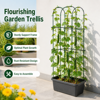 Raised Planter Box with Trellis, 178cm Vertical Garden for Climbing Vegetables, Dark Grey Outdoor Plant Support for Balcony