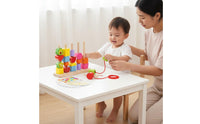 Wooden Bead Stacking Set Made of Wood Fruit and Shape Stacking Blocks Hand-Eye Coordination Bead Threading Game for Young Children, Kindergarten