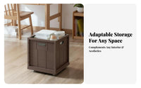 Vintage Design Book Bin Large Capacity Wheeled Book Organizer Dust-Proof Lid