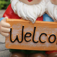 Hand-Painted Welcome Sign Gnome Colorfast Resin Gnome Ornament for Patio, Front Porch