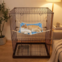 Cat Hammock and Hanging Cat Bed for Indoor Cats, Pet Cage Swing with Metal Hooks, Single Unit for Metal Cage Enclosures, Small Hanging Pet Bed