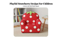 Cartoon Design Strawberry-Shaped Chair Soft Upholstery kids' Furniture Sturdy Frame Upholstered Armchair Materials for Girls, Toddlers, Parents, storytime Corner, Playroom, Bedroom, Living Room