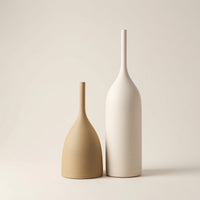 2 Pieces Brushed Vase with Slender Neck Matte Ceramic Vase Tall Flower Holder Minimalist for Home Decorators, Minimalists, Shelf, Living Room, Entryway, Bedroom