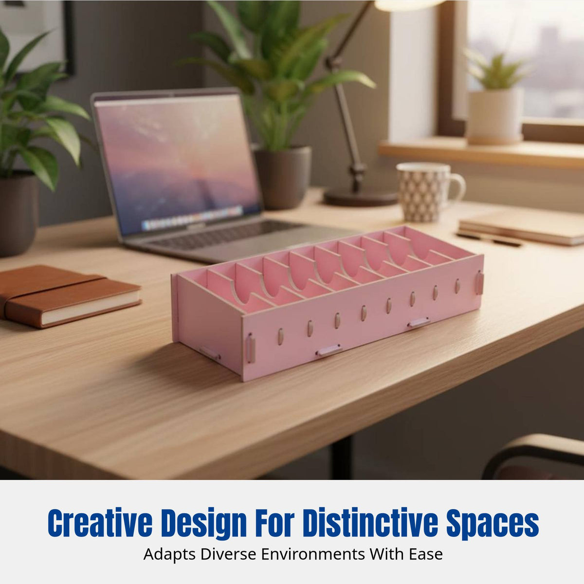 Wooden Business Card Holder, Creative Multitier Organizer, Geometric Desk Storage Box for Office, Home, Bank Card, IC Card