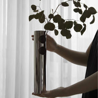 Vase with Cutouts Silver Finishout Vase Modern for Tabletop, Mantel
