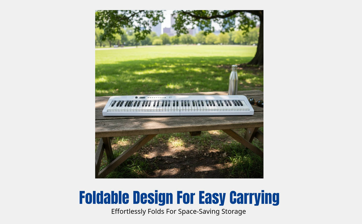 Smart Teaching Foldable 88-Key Digital Keyboard, Portable Electronic Keyboard, Colorful, Beginner Music Instrument