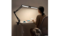 Adjustable LED Desk Lamp with Clamp Articulated twinHead Desk Lamp Flexible Work Light areaSaving for Crafters, Students, Nail Technicians, Home Office, Workbench