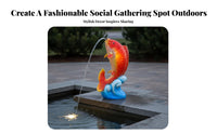 Creature Water Spitter Statue Luminous Animal Water Feature Statue Weather-Resistant Fiberglass Pond Spitter for Gardeners, Amusement Parks, Gardens