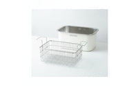 2 Pieces Kitchen Basin with Drain Basket Rectangular Stainless Steel Drain Basket Versatile for Camping