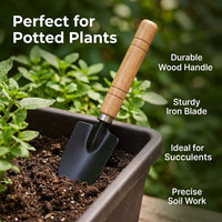 Narrow Digging Tool, Tempered Steel Soil Loosening Tool with Long Wood Handle, V-Shaped Blade Trench Digger for Delicate Plants