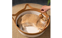 Woven Cat Bed Round Rope Cat Bed Pet Basket Shallow Handwoven for Cats, Floor, Living Room