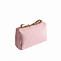 Portable Compact Travel Makeup Bag Soft Textile Zippered Cosmetic Pouch Smooth Finish Travel Makeup Bag