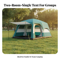 Portable 8-10 Person Outdoor Shelter Waterproof Family Camping Tent Double Layer Design Multi-Room Tent Good Ventilation for Group Campers, Families, Campsite, Park, Backyard, Picnics