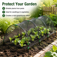 18 Pcs Garden Hoop House Kit, Metal Greenhouse for Vegetables, Polyethylene Safeguarding Netting, Green House for Outdoors