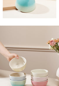 摩卡色马卡龙饭碗6件套炻瓷小碗组合装家用汤碗餐具饭碗轻奢送礼