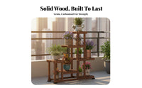Wooden Flower Rack High-Temperature Carbonization Wooden Plant Shelf Multi-Tier Plant Stand Easy Assembly Tiered Planter Display