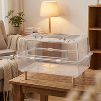 Large Hamster Cage for Syrian Hamster, Full Transparent Viewing PET Material, Single Level Habitat for Dwarf Hamster, Gerbil and Pet Mice Home