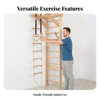 Wall Mounted Climbing Ladder Active Play Wall-Mounted Climbing Set and Stable Wooden Stall Rails Set for Children, Adults, Playroom, Home, Bedroom