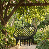 Swing Chair with Hardware Kit Cotton Hanging Chair with Hardware Macrame Swing Comfortable Furniture Easy to Assemble