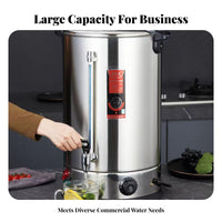 Automatic Keep-Warm Function Commercial Water Boiler Anti-Dry-Overheat Protection Large Capacity Water Heater Adjustable Temperature Control Stainless Steel Beverage Urn Insulated for Caterers, Shuts down Ice Personnel, Hotels, Shuts down Ices