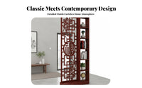 Chinese Design Entryway Screen Space-Saving Design Hollow-out Wood Partition Cabinet Multifunctional Freestanding Room Divider Shelf