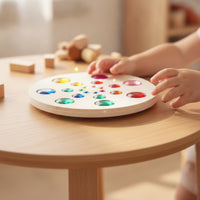 Crystal Board Round Wooden Board with Jewels Textured Educational Toy for Preschoolers, Kids, Kindergarten