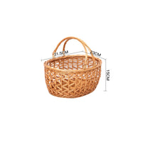 Openwork Handwoven Wicker Basket Oval Storage Basket with Handles Natural Portable for Kitchen, Dining Table, Living Room