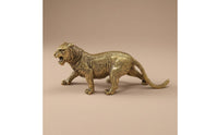 Brass Tiger Figurine Gold-Toned Standing Tiger Statue Tabletop House Decoration for Display Shelf