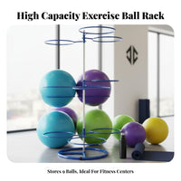 Stainless Steel Frame Exercise Ball Storage Rack Detachable Exercise Ball Stand Heavy Duty Construction Rust-Resistant for Personal Trainers, Studio Owners, Fitness Club, Physical Rehabilitation Healthcare Facility
