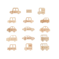 Wooden Car Milestone Plaque Eco-Friendly Wooden Milestone Sign Baby Announcement Sign Handmade for Newborn, Nursery Decor
