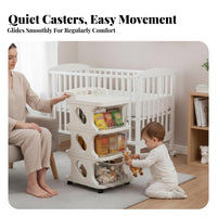 Mobile Design Multi-Level Wheeled Organizer Ample Storage Multi-Tier Trolley with Drawers Versatile Use Rolling Trolley 360° Swivel Wheels for Families, Homeowners, Nursery, Small Areas, Bedroom, Living Room