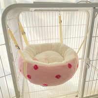 Hanging Cat Bed and Hammock Bed, Soft Cloth Cat Hammock Swing with Rope Mount, Indoor Cage Accessory for a Sunbathing Pet to Lounge and Sleep