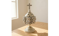 Tabletop Scent Holder Metal Scent Holder with Lid Ornate Censer for Prayer, Altar