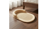 Cat Scratcher Sofa Bed Woven Beige Cat Scratcher Bed Soft Textured Pet Resting Station for Home