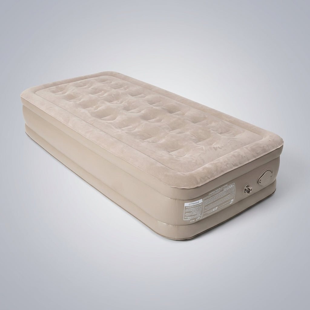 Inflatable Mattress with Electric Pump for Guest Bed Use, Ribbed Air Bed with Integrated Pillow, Air Mattress for Car Camping, 1 Pack Camping Mat