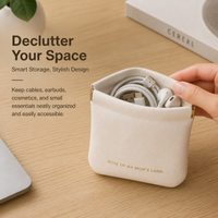 Travel Pouch, Cubic pouch, PU Leather Pencil Case for Stationery & Cables, Milky White Zipper Storage