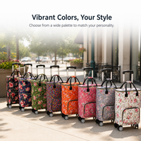 Foldable Rolling Shopping Cart with Wheels, Portable Grocery Utility Cart with Large Capacity Bag