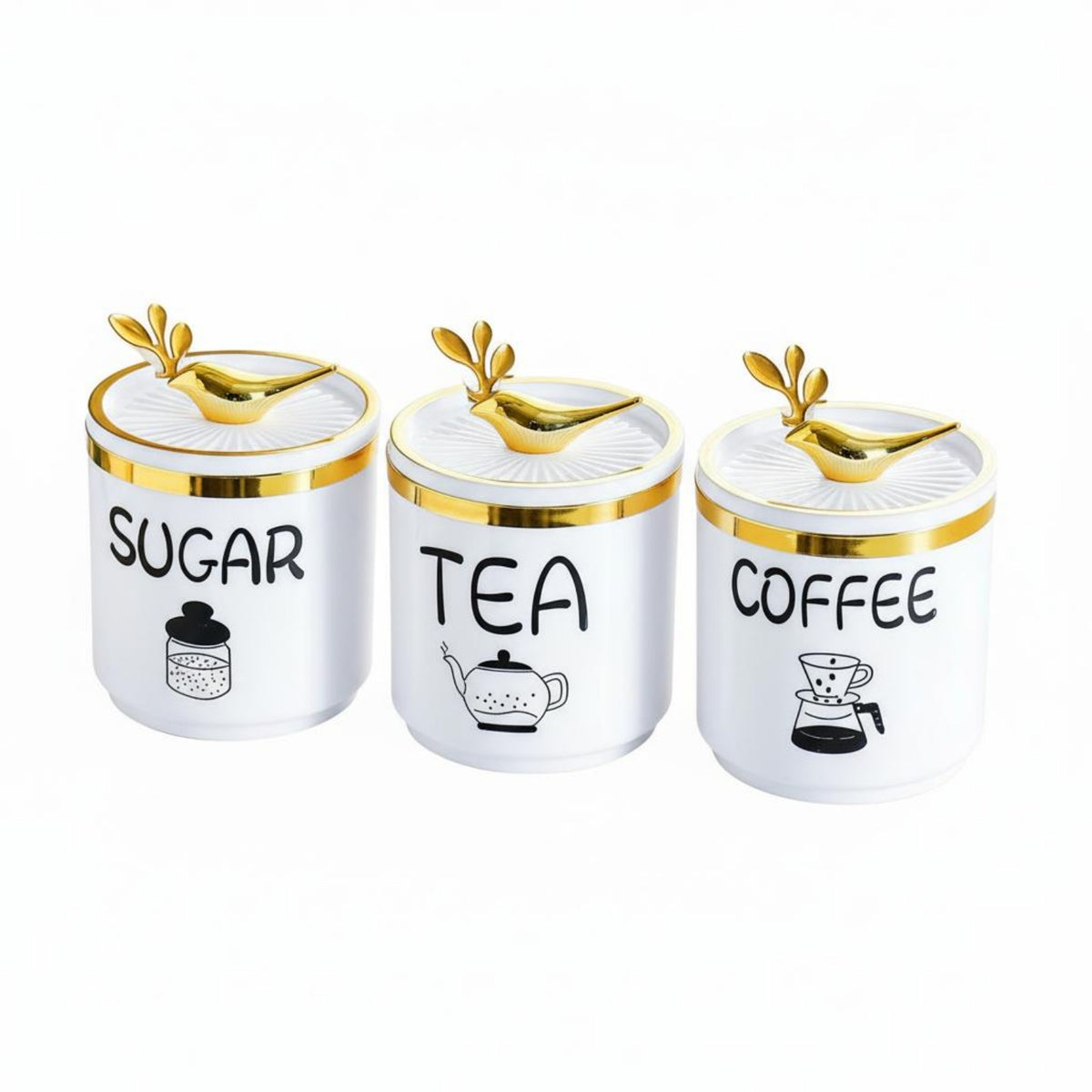 Moisture-Proof Kitchen Canister with Lid and Spoon Easy to Clean Multipurpose Container Wide-Mouth Design Countertop Organizer Shatter-Resistant for Pantry, Coffee Bar