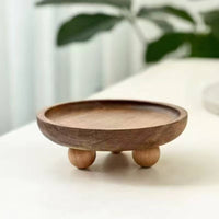 Decorative Key Tray Minimalist Design Footed Wood Tray Multipurpose Tabletop Organizer for Entryway, Desktop, Dresser
