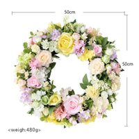 Artificial Flower Wreath No Maintenance Floral Door Wreath Indoor Outdoor Faux Floral Hoop for Holiday